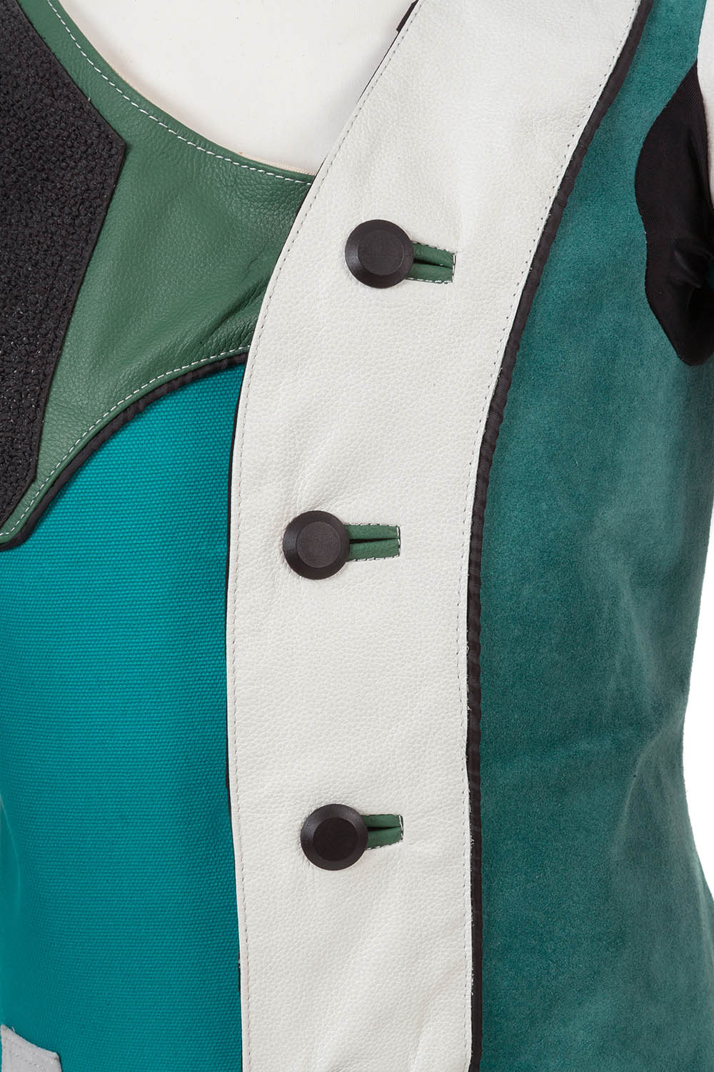 Heavy-duty button fastenings and leather reinforced button holes - Centaur Match 19 Double Canvas and Leather Target Shooting Jacket